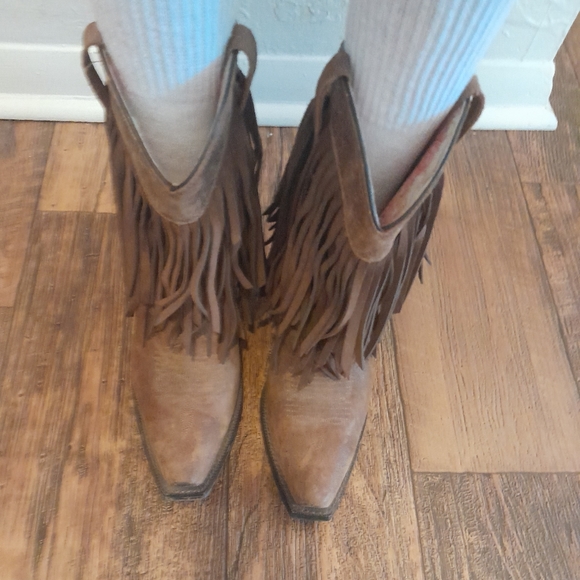 Ariat brown fringe suede leather boots - Picture 4 of 5